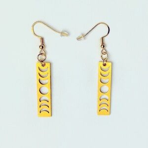 Golden moon phase earrings witch witchy jewelry celestial planet rave festival